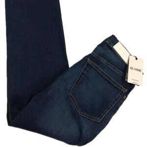 RE/DONE Jeans 70s Stove Pipe High Rise Wm Sz 29 Deep Faded Blue Stretch NWT $295